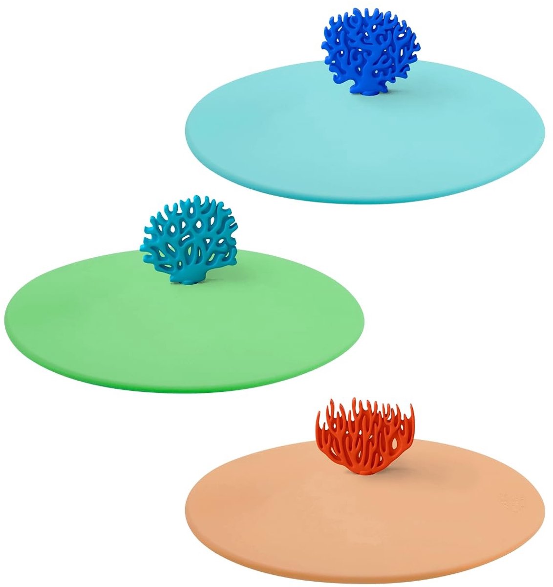 Omgoods - Set van 3 Glazen Deksel van Siliconen - Kleurvolle Motieven