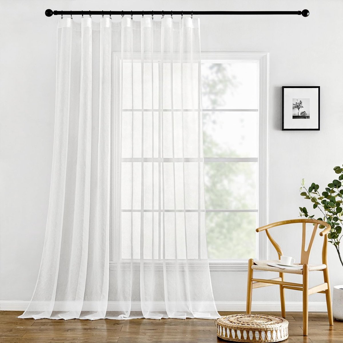Omgoods - Transparante Gordijnen voor Woonkamer en Slaapkamer - 300x245 cm, Wit