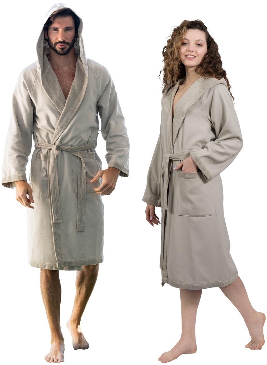 Omgoods - Dames Badjas met Capuchon van 100% Katoen, Inclusief 2 Handdoeken