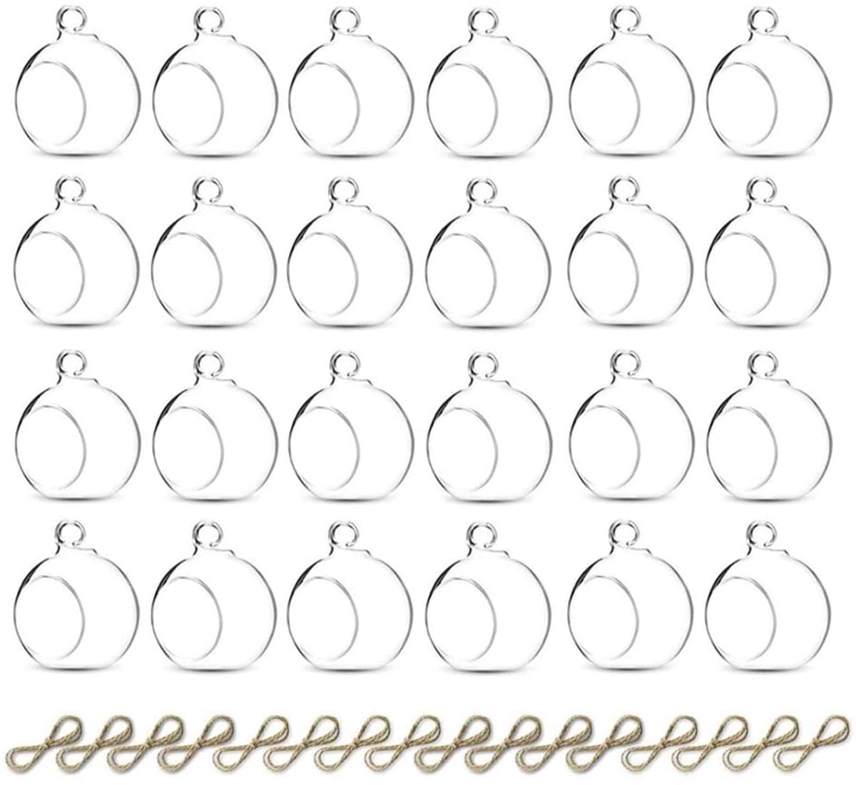 Omgoods - Set van 24 Hangende Glazen Ballen voor Theelichten