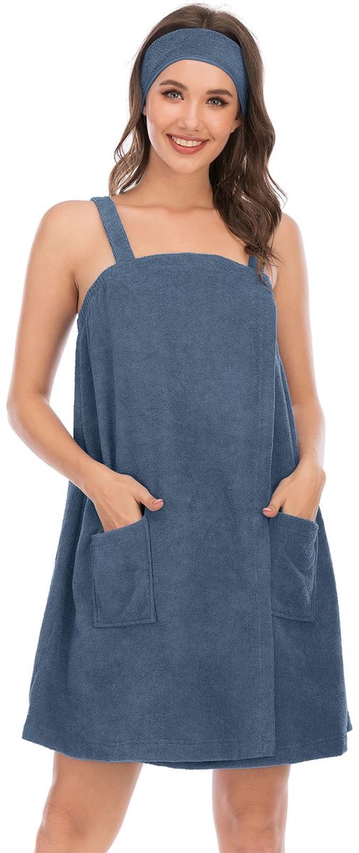 Omgoods - Vrouwen Verstelbare Handdoek Wrap Bathrobe met Hoofdband, Ideaal voor Gym en Sauna