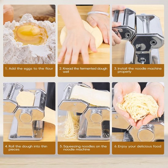 Omgoods - Pasta & Ravioli Maker Set - 150mm Stalen Noodle Maker met 9 Dikte-instellingen — afbeelding 3