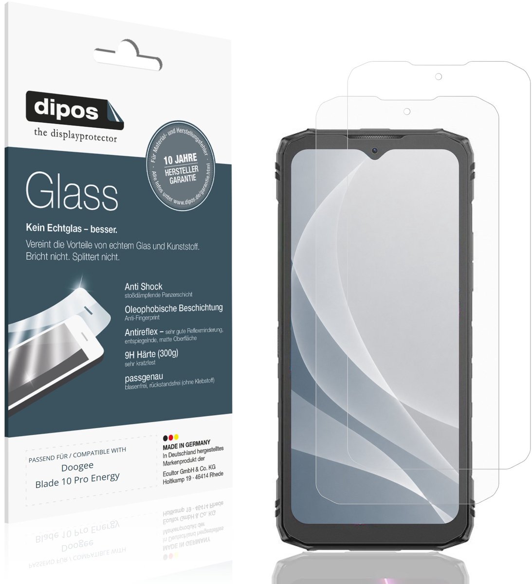 dipos – 2x Matte Pantserfolie geschikt voor Doogee Blade 10 Pro Energy | 9H Screenprotector