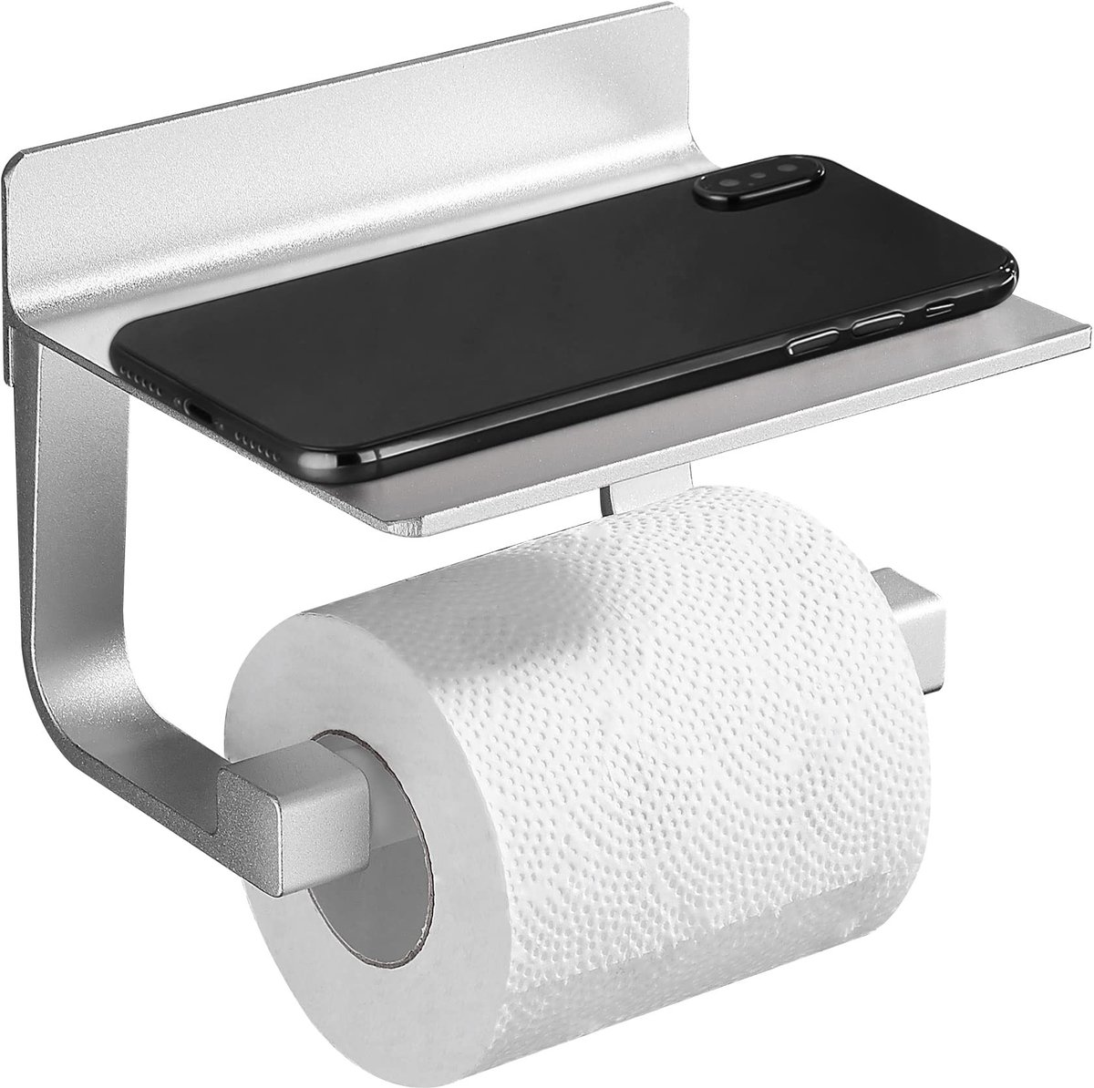 Omgoods - Toiletpapier Houder Zonder Boren - Wandmontage met Opberglade voor Badkamer