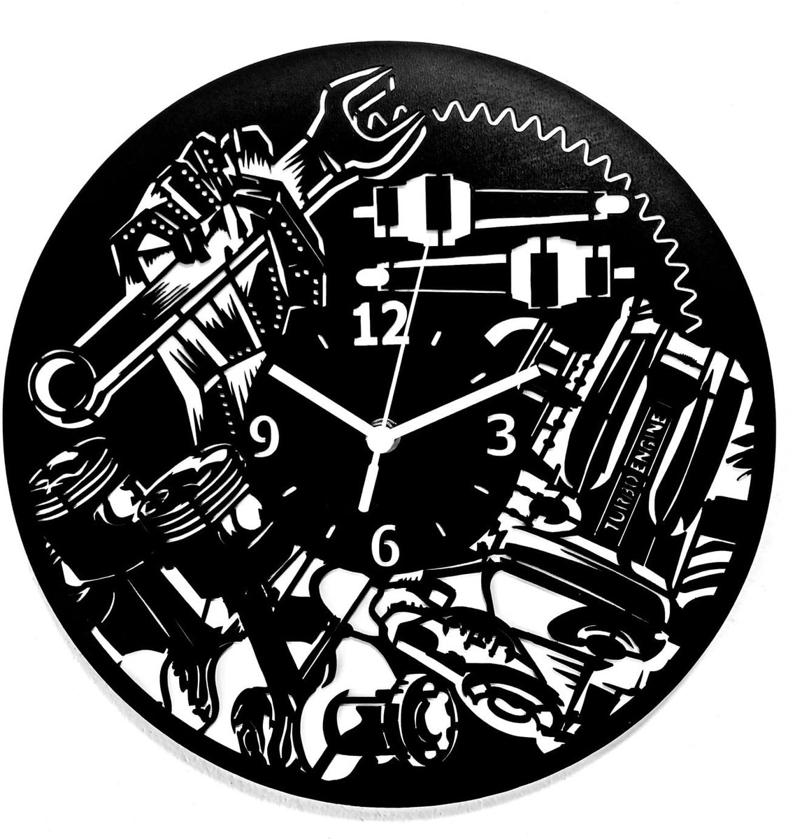 Omgoods - Mechanische Wandklok met Motor - Garage en Werkplaats Decoratie