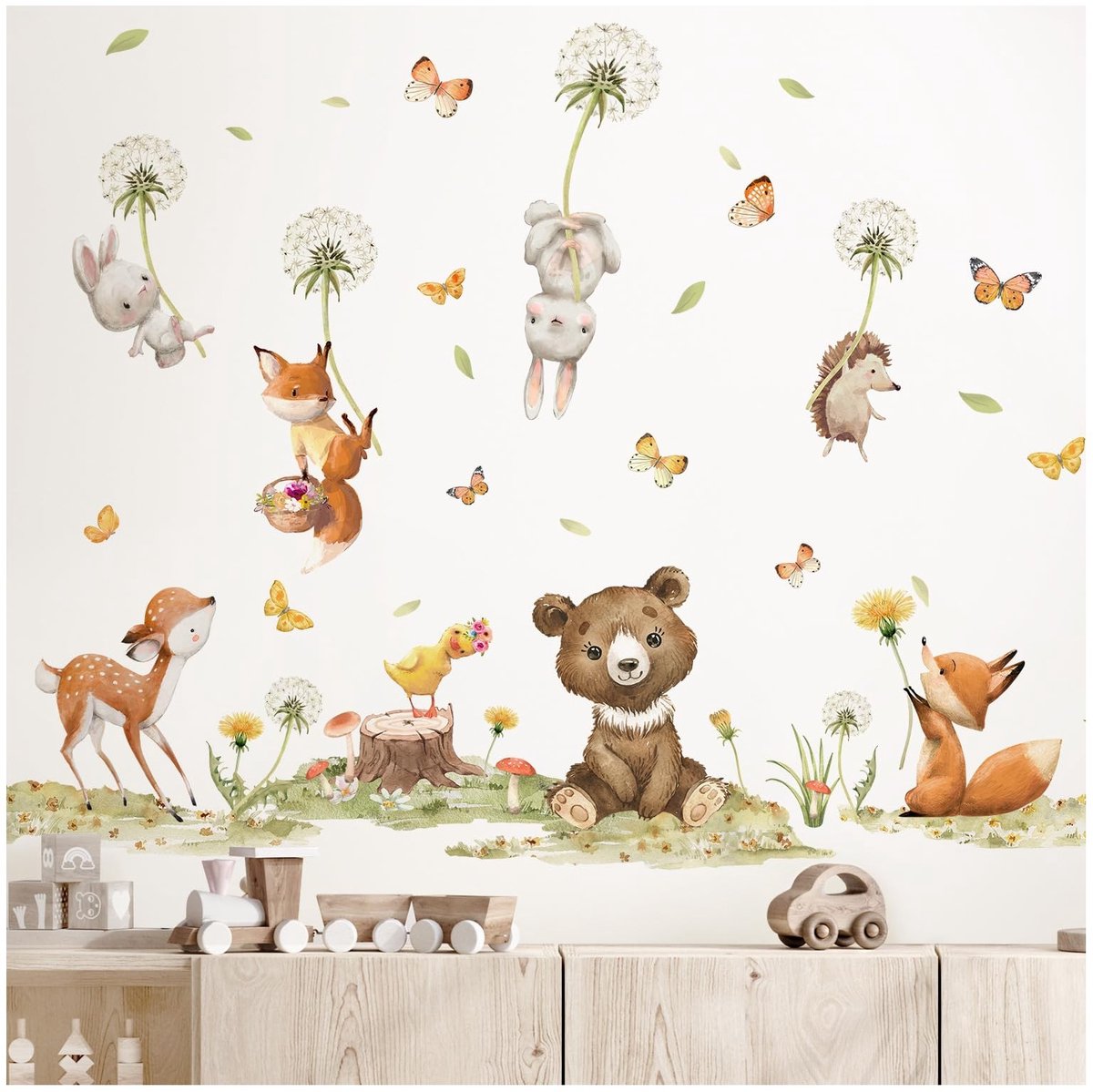 Omgoods - Dandelion Wanddecoratie - Muurstickers voor Babykamer met Dieren