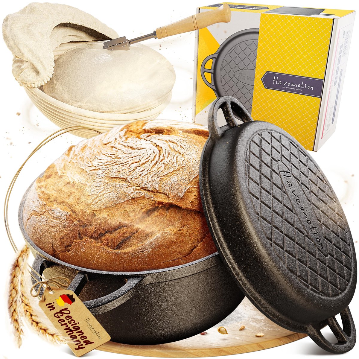 Omgoods - Gietijzeren Broodbakpan met Deksel - Multifunctioneel 26 cm