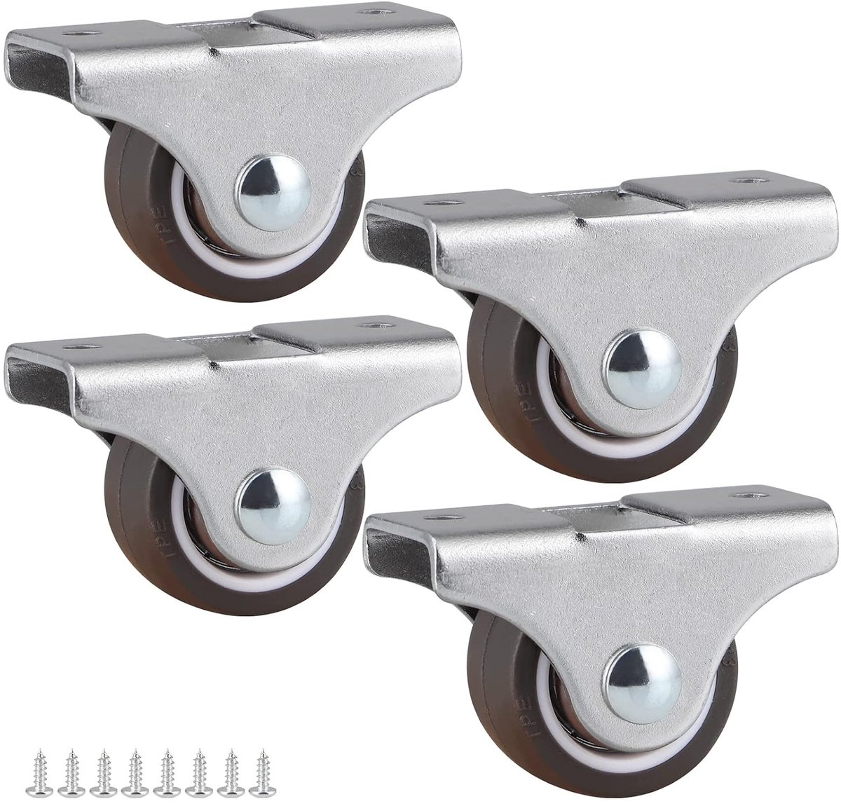 Zwenkwielen voor meubels, kleine rubberen wielen, mini-wielen, draagvermogen 15 kg per rol, 4 stuks