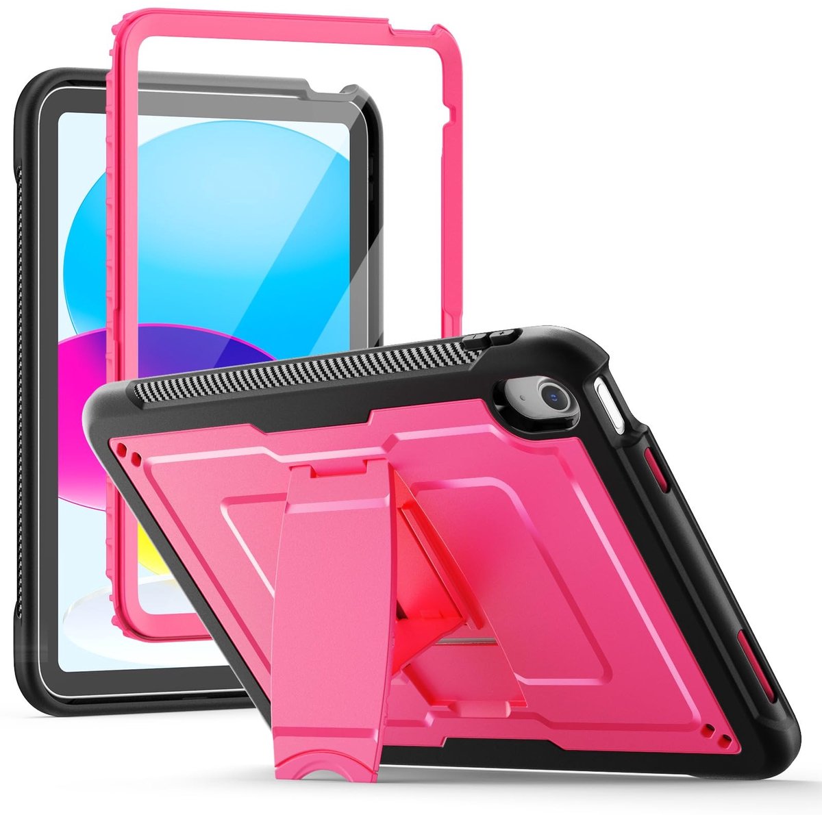 Omgoods - iPad A16 11 Inch & 10th Gen Case - Shockproof met Kickstand, Roze