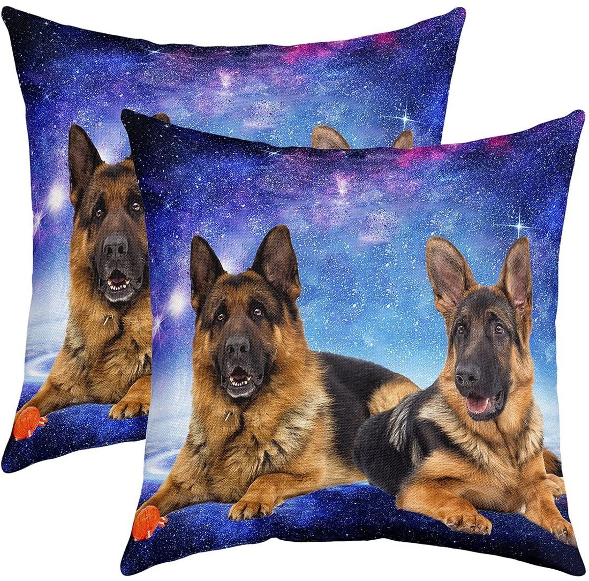 Omgoods - 3D Duitse Herder Kussenhoezen Set van 2 - Decoratieve Kussens 60x60 cm