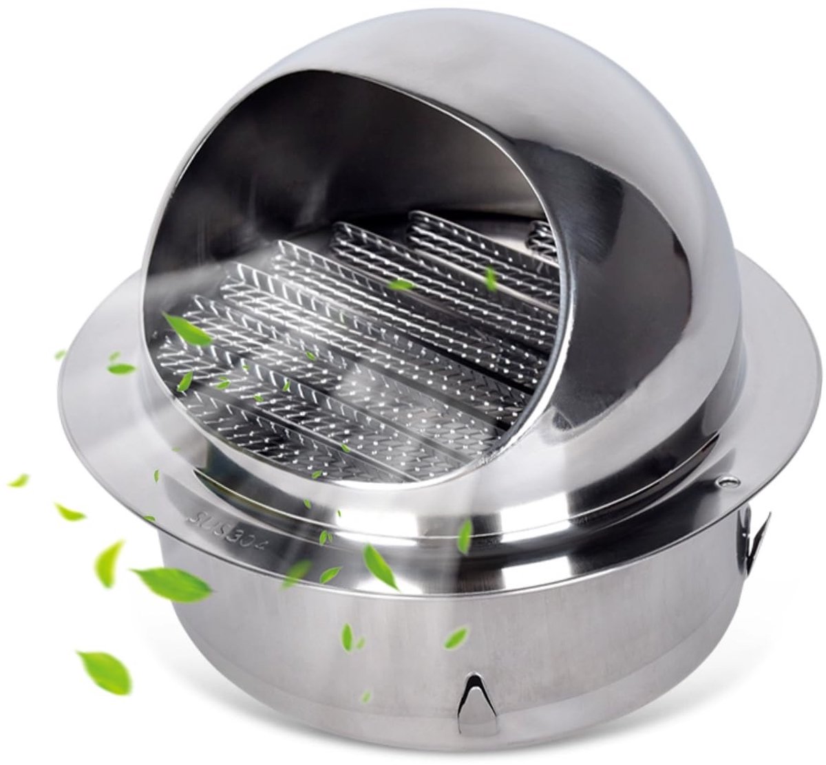 Omgoods - Ronde Ventilatie Grille 100 mm met Insectennet en Regenkap voor Buitentoepassing