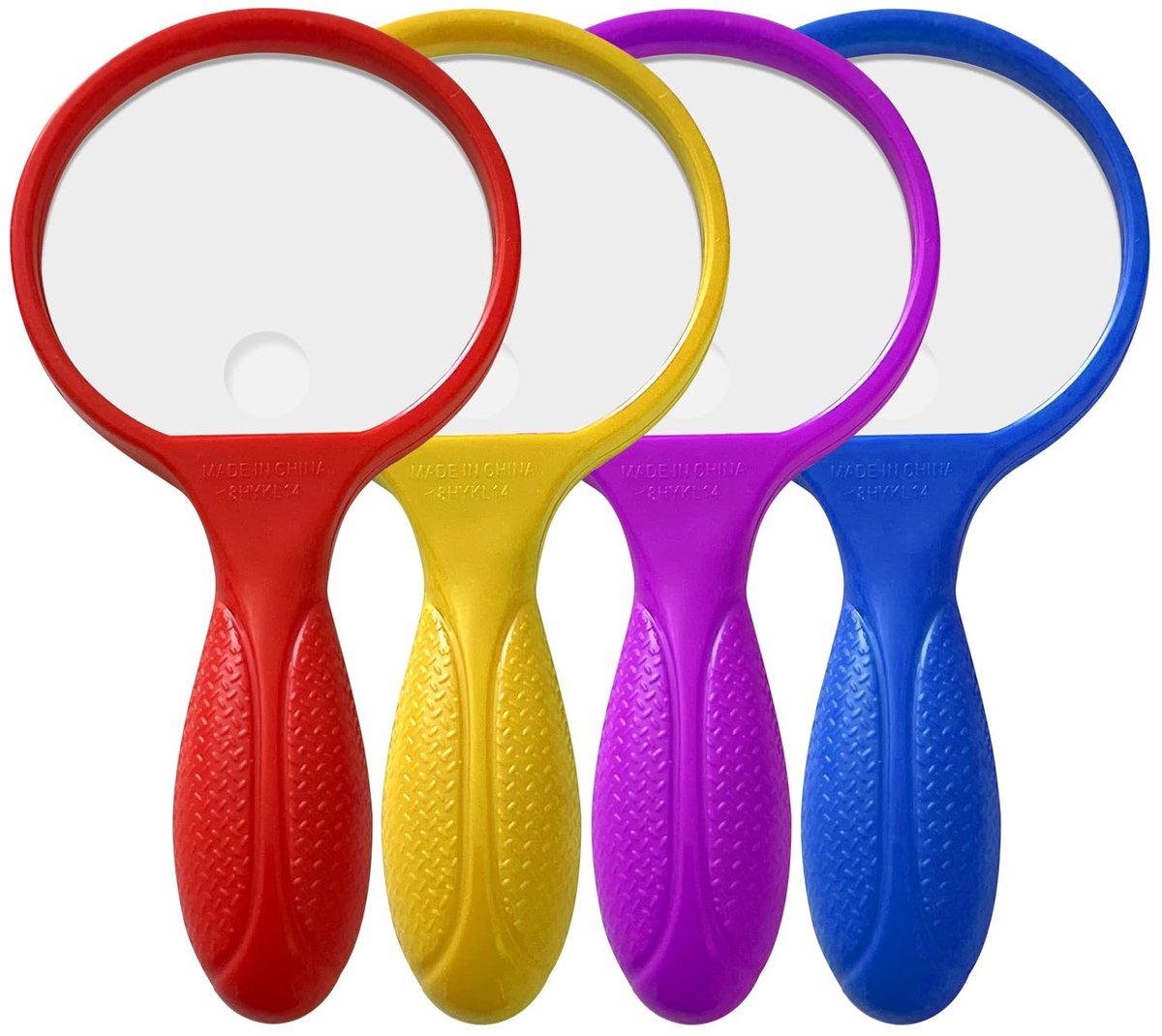 Omgoods - Set van 4 Handheld Vergrootglazen met Rubber Handvat - Voor Kinderen en Volwassenen
