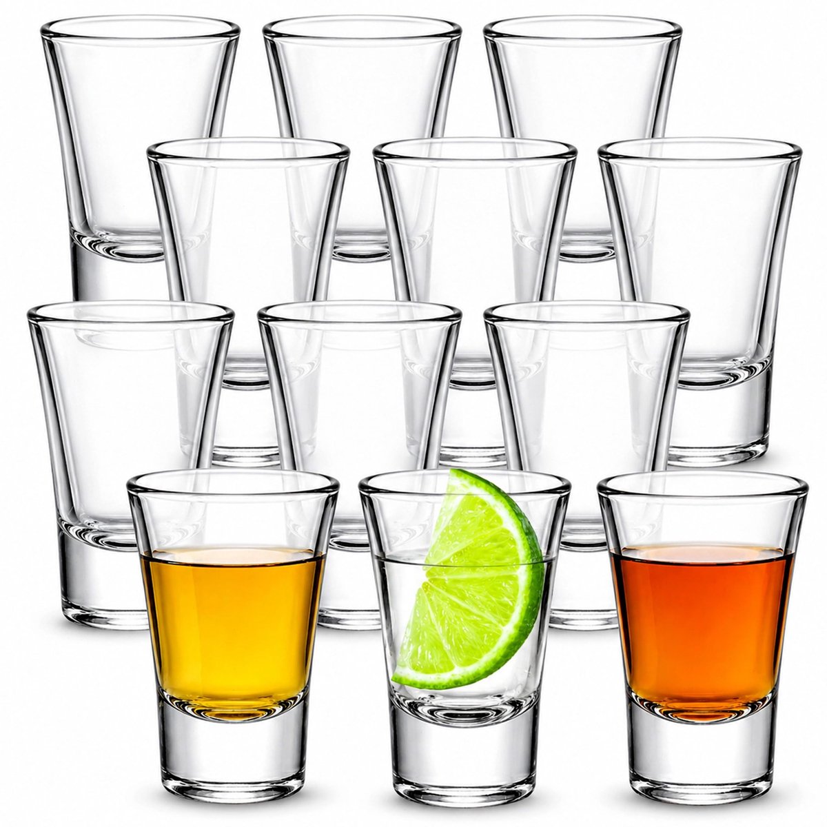 Omgoods - Shotglazen Set van 12 - 25ml Herbruikbare Glazen voor Jello en Tequila