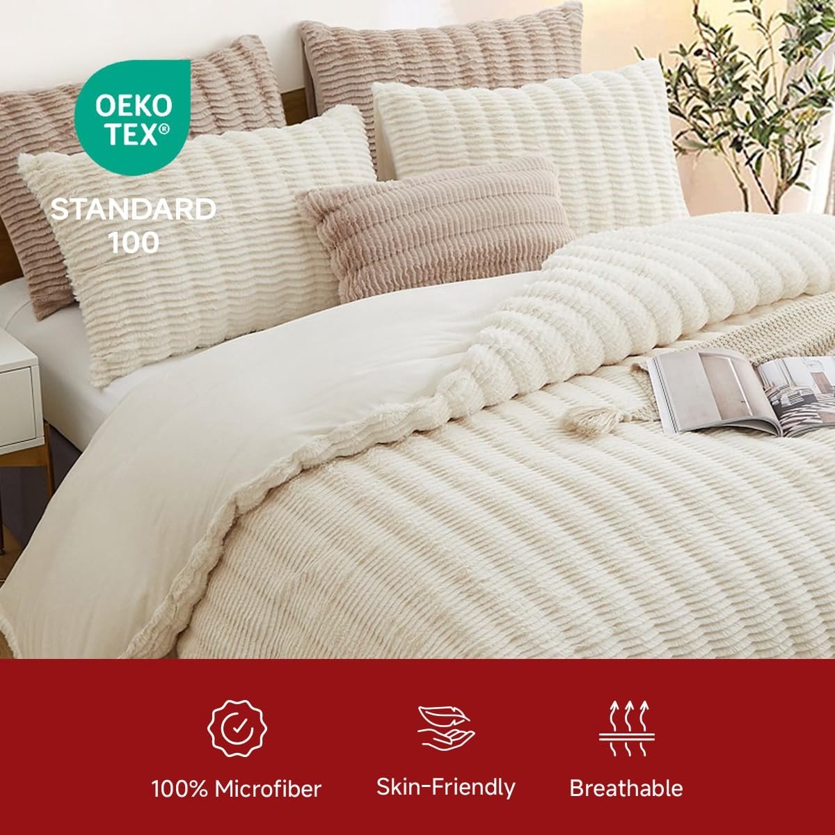 Omgoods - Pluche Duvet Cover Set met Fluffy Faux Fur