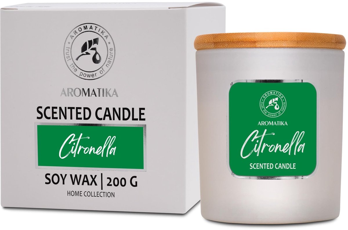 Omgoods - Geurkaars Citronella 200g - Aromatherapie Kaars in Glas