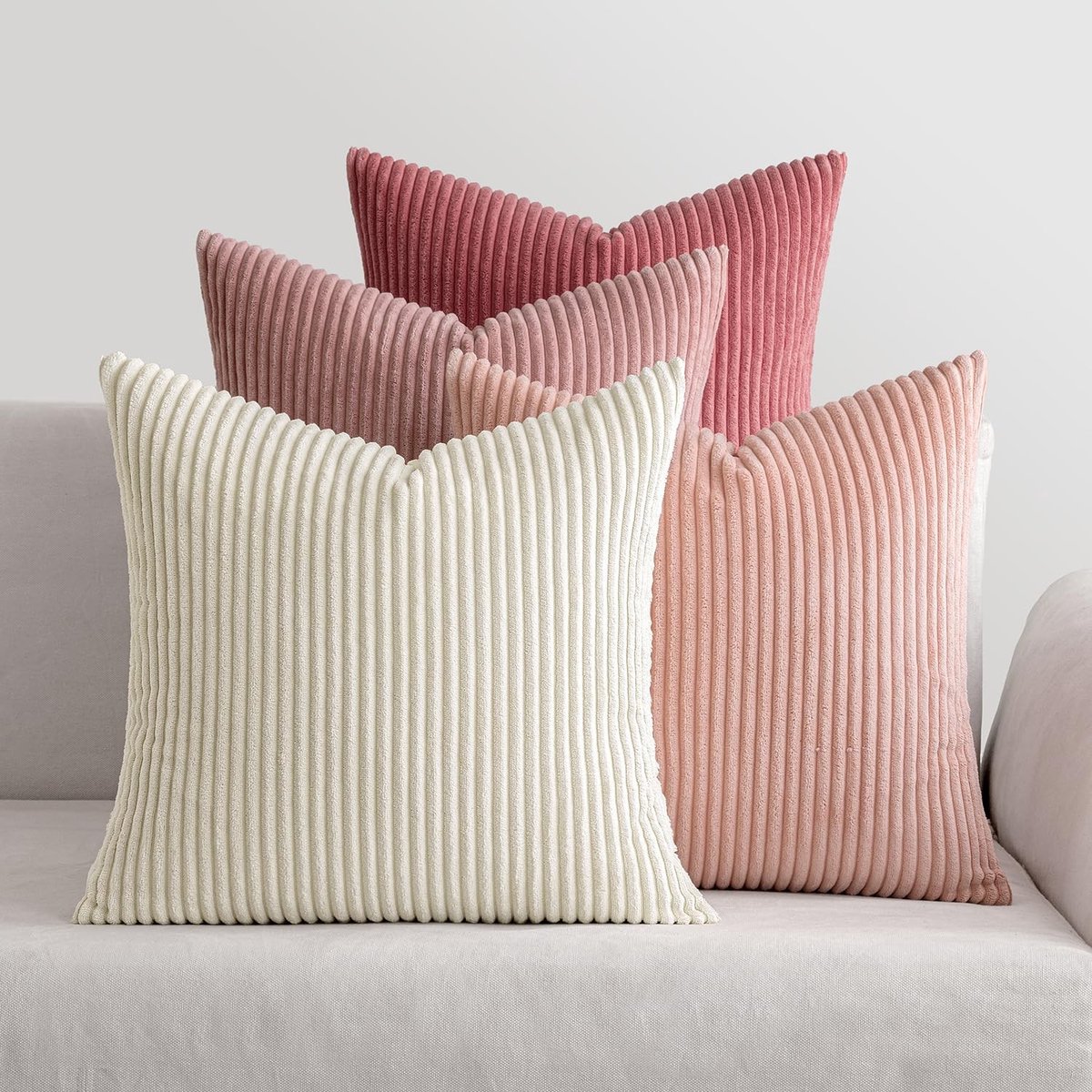 Omgoods - Set van 4 Corduroy Kussenhoezen - Zachte Decoratieve Kussenhoezen 50 x 50 cm