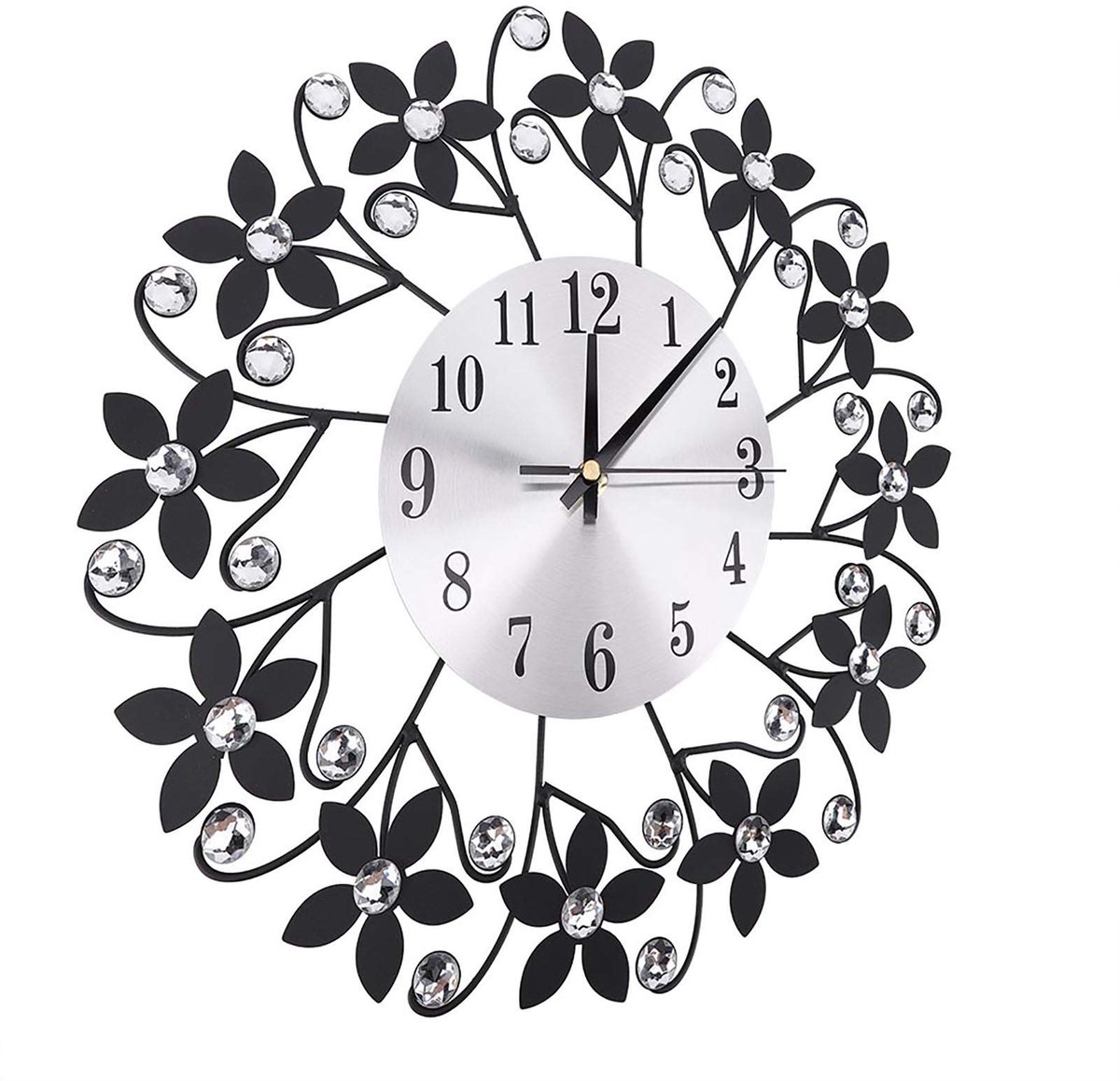 Omgoods - Moderne Wandklok - Decoratieve Klok - Geruisloos - Zwart Aluminium - 14,5 Inch - Geschikt voor Thuis en Kantoor