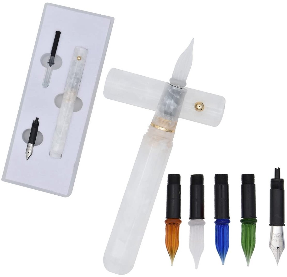 Omgoods - Multifunctionele Resin Acryl Pen - Reisklein met 5 Vervangbare Nibs - Rood