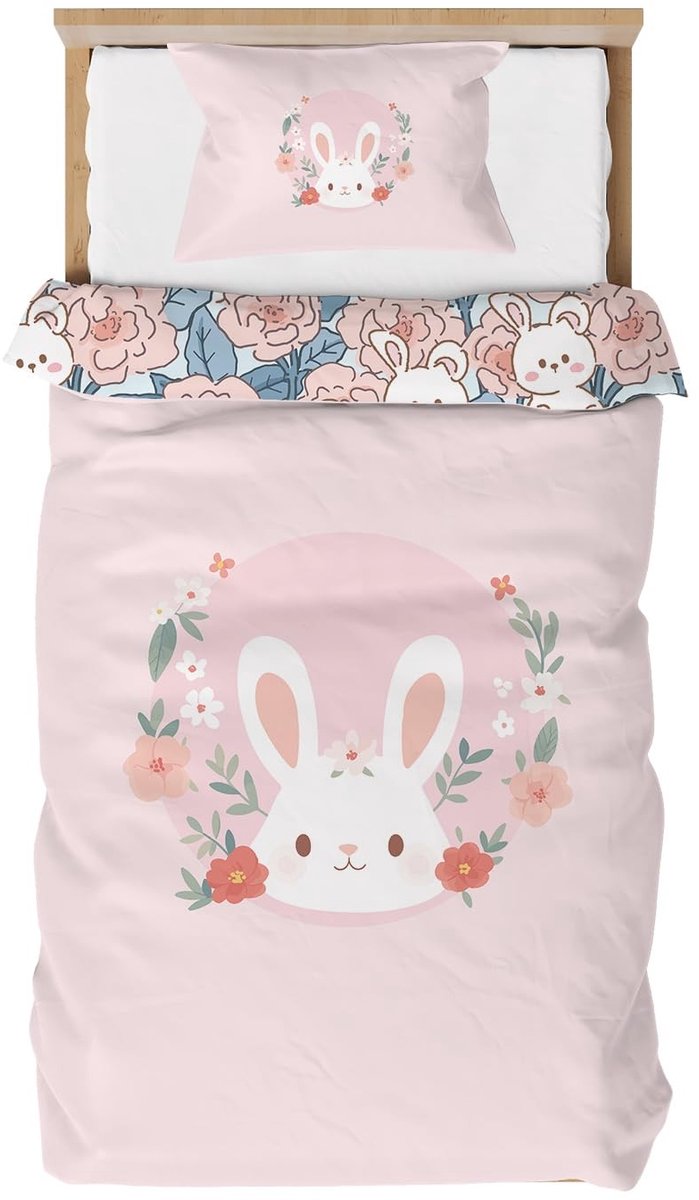 Omgoods - Bunny Dekbedovertrekset 120 x 150 cm voor Eenpersoonsbed