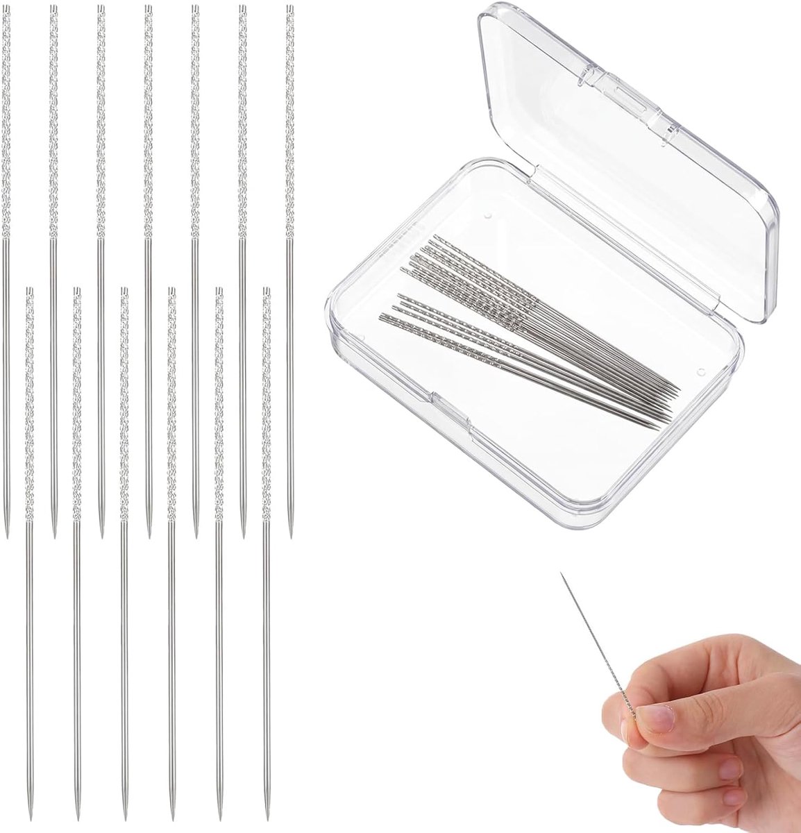 Nab It Tools, 15 stuks reparatienaalden voor haken, truien, set met opbergdoos voor breiwerk, breiwerk, kleding en gordijnen