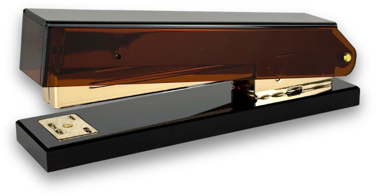 Omgoods - Elegante Amber Gouden Nietmachine voor 25 Bladen, Acryl Glas Design