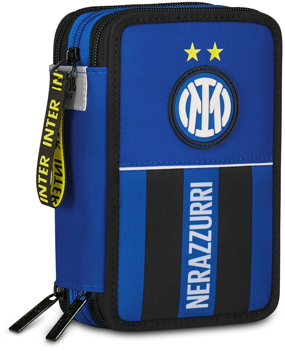 Omgoods - Inter School Potloodetui met 3 Ritsen - Blauw en Voetbalthema