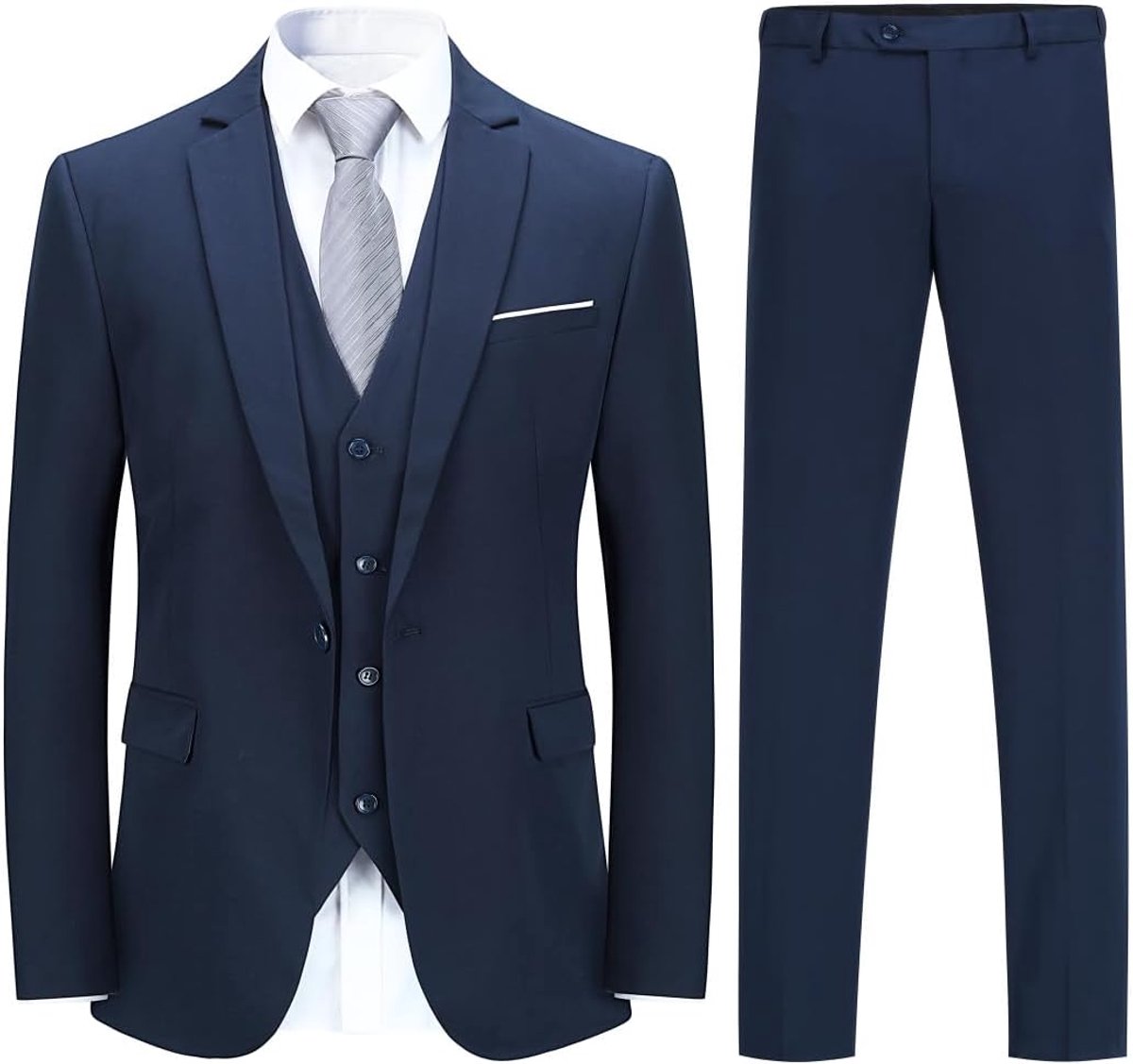 Pakken Heren Pak 3 Delig Slim Fit 1 Knoop Herenpak Formele Huwelijkspak Blazer Gilet Broek