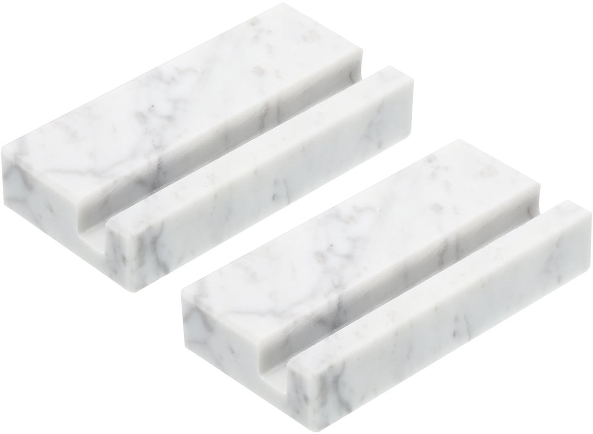 Omgoods - 2 Stuks Marmer Visitekaart Houder voor Bureau, Stevige Organisator
