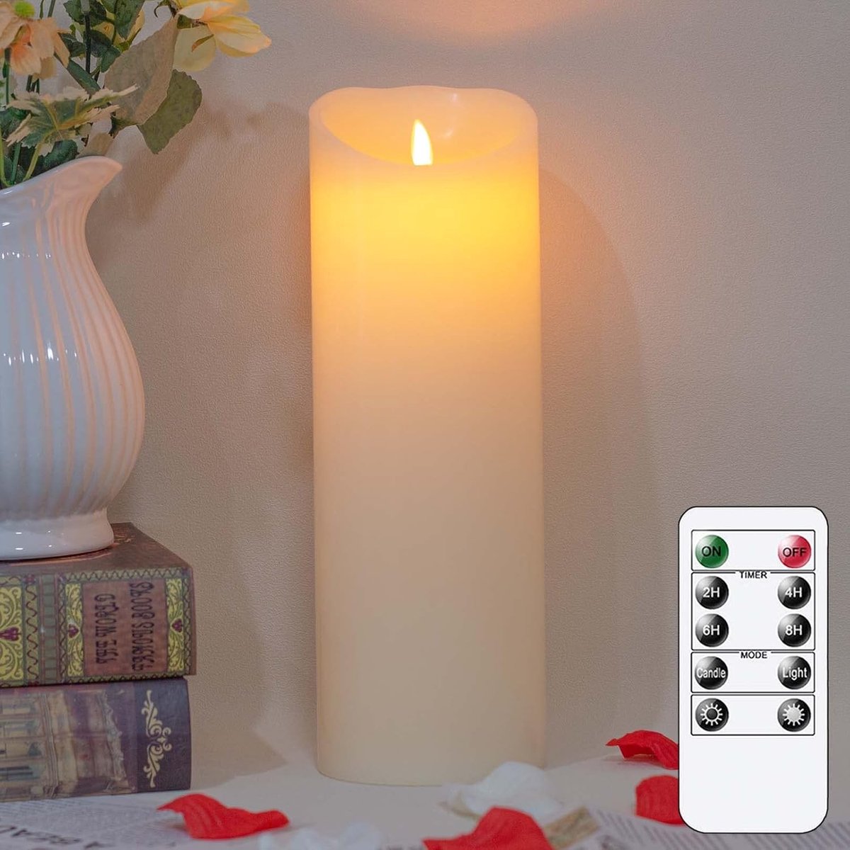 Flameless LED Kaarsen 10cm x 30cm met Afstandsbediening, Real Wax Batterij Pillar Kaarsen met Timer en Beweeglijke Lichten voor Veiligheid en Sfeer