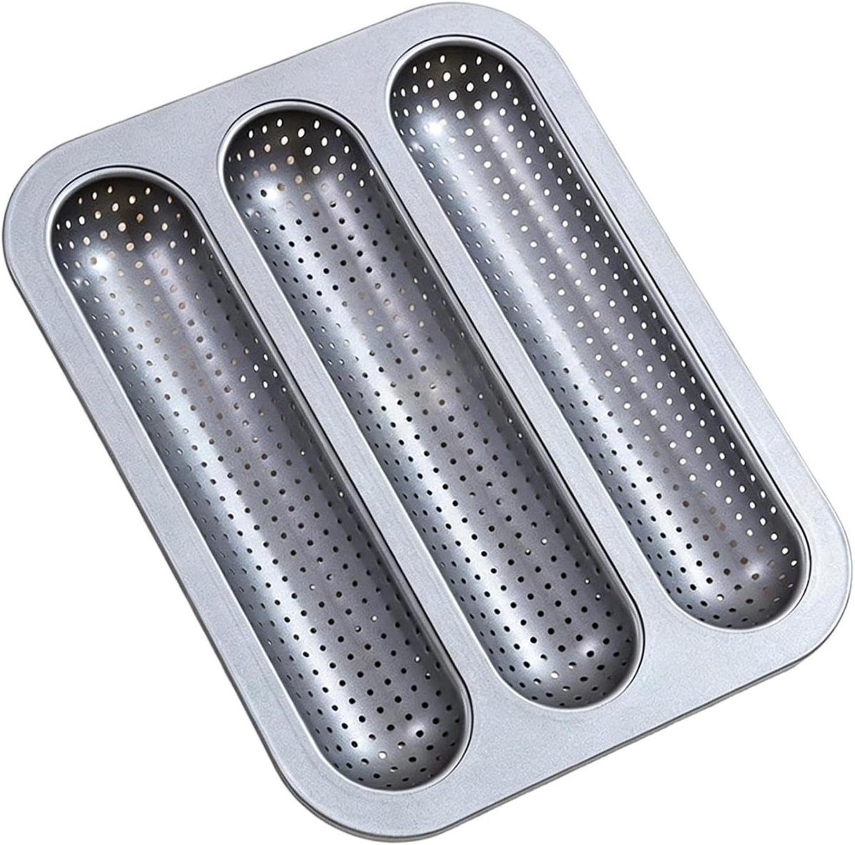 Broodbakplaat - Bakvorm Lange Brood - Zelf Brood Bakken - Geperforeerd Luchtstroomontwerp - 32.5 cm - Grijs