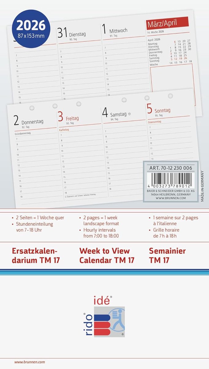 Week-reserve kalender 2026 - 153×87 mm - contactpersoon - ideaal voor planning - ShopVlot