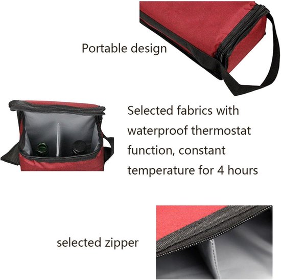 Flessen Wijnzak - Koeltas Wijnflessen - Wijn Vervoeren - Slijtvast Oxford Materiaal - 36 x 16 x 10 cm - Meerkleurig — afbeelding 3