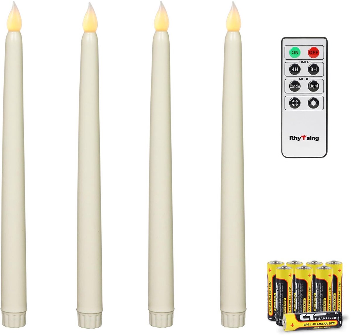 Omgoods - 4 Stuks Flameless LED Diner Kaarsen met Timer en Afstandsbediening - Realistische Decoratieve Kaarsen