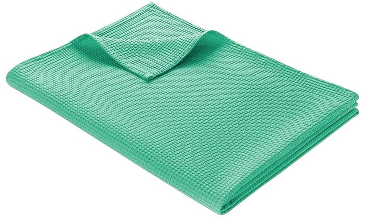 Omgoods - Katoenen Bedsprei Waffle Pique 150 x 200 cm - Lichte Zomer Deken in Muntgroen