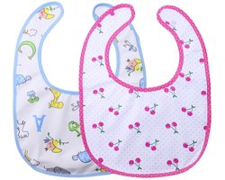Omgoods - LittleForBig Waterproof Printed Bib voor Volwassenen - 2-Pack Giraffe en Kersenpatroon