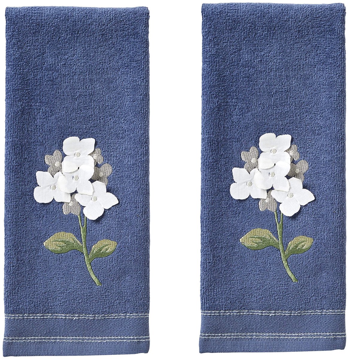 Omgoods - Hydrangea Handdoeken Set van 2, Zacht en Decoratief met Bloemenborduursel