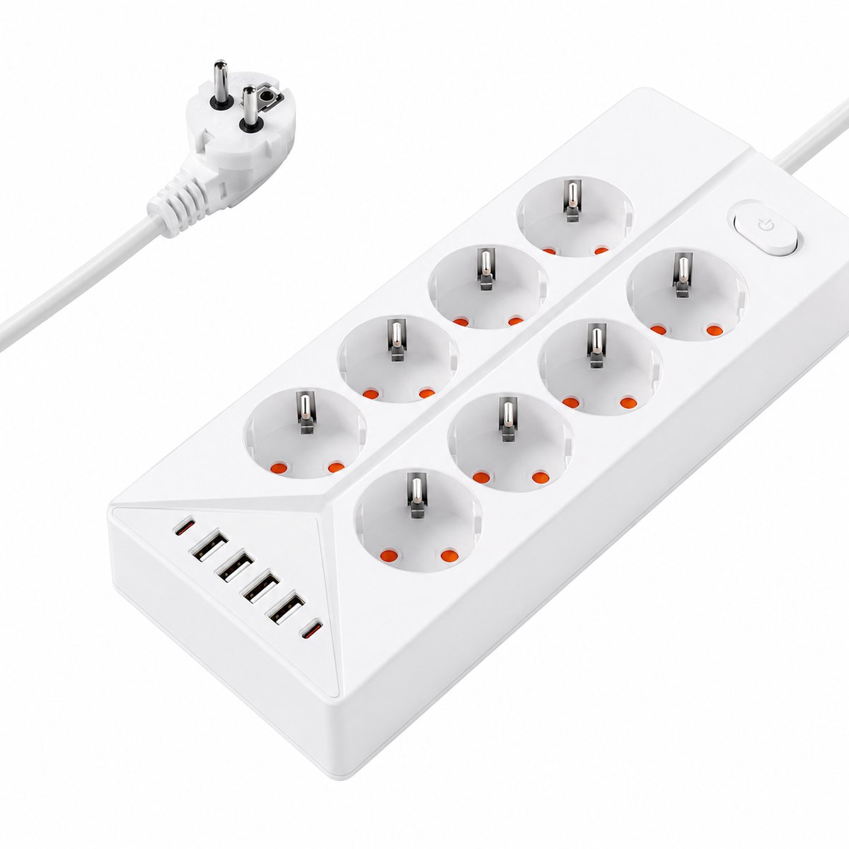 VHV - Stekkerdoos met 8 Stopcontacten, 4 USB- en 2 USB-C-poorten - 1,8 m Kabel - Voor Bureau, Thuis en Kantoor