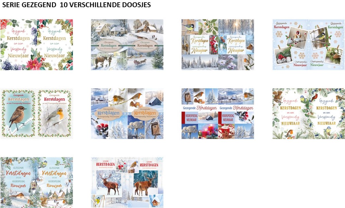 Kerstaanbieding: 40 kerstdoosjes Gezegende Kerstdagen budget met 10 kaarten en enveloppen