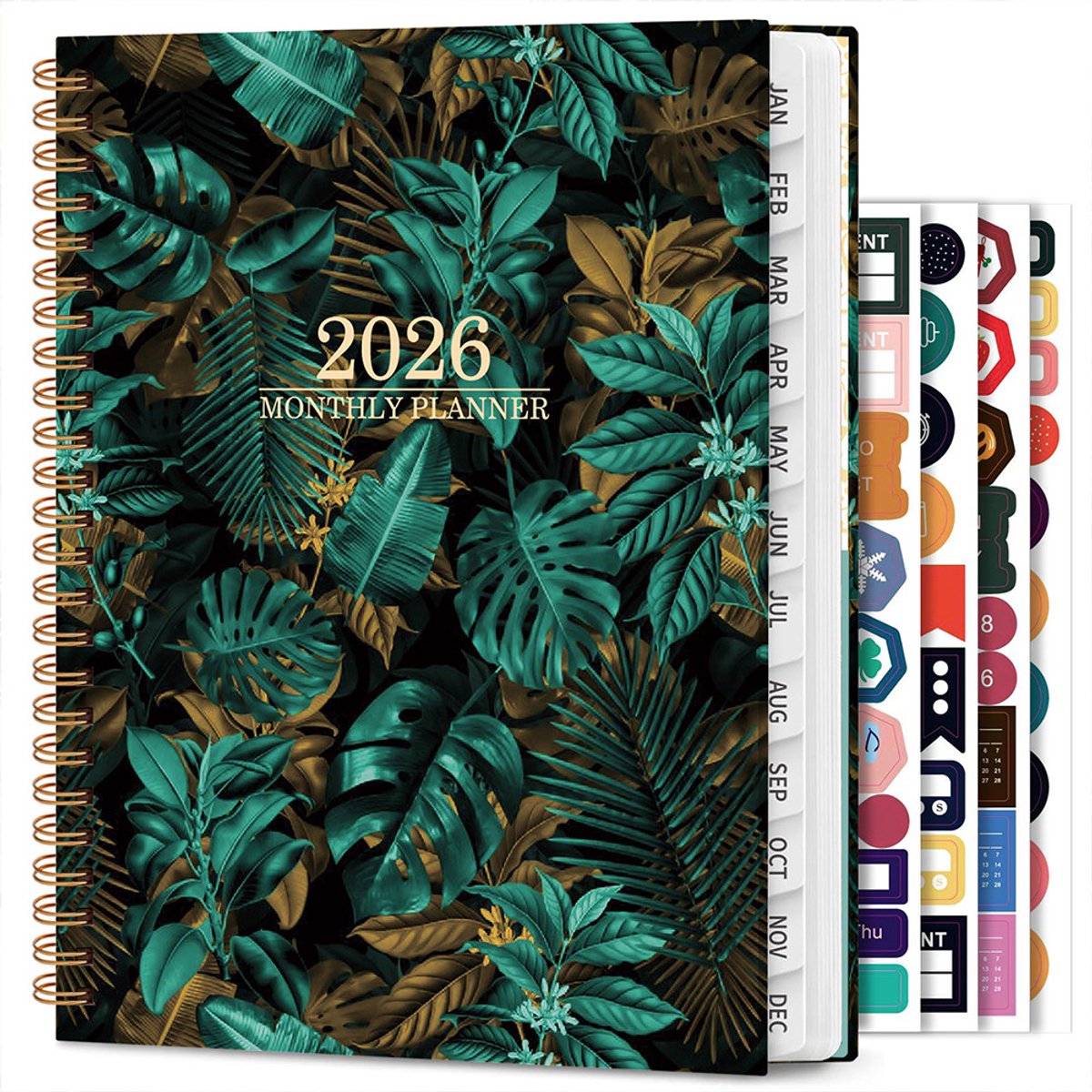Agenda 2026 - Zakagenda A5 - Met Decoratieve stickers - Planning van de bloemenplanning - Voor Thuis School Kantoor Klaslokaal Plannen Studie Werk Academisch Leraar - 21.59 x 16.5 cm - B
