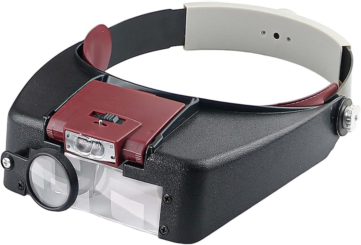Verstelbare hoofdloep met LED-verlichting, vergroting 1.5x tot 8x, ideaal voor lezen, reparaties en sieraden maken