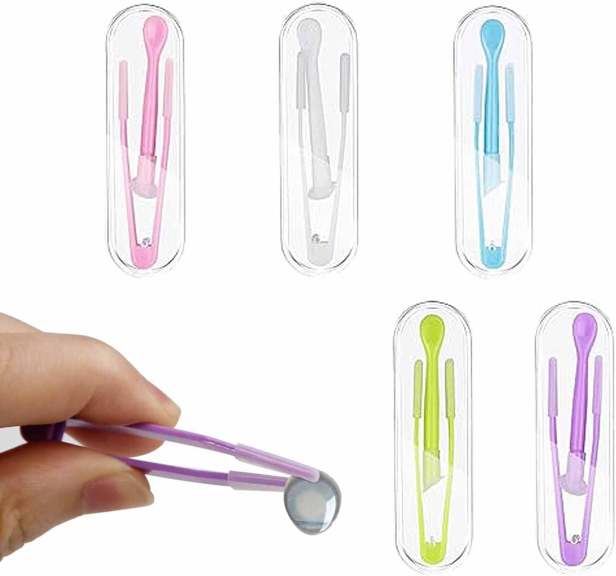 contactlenzenzuigers 5 stuks - kleurrijke pincetten - zachte zuighouder - eenvoudig contactlenzen plaatsen - ShopVlot