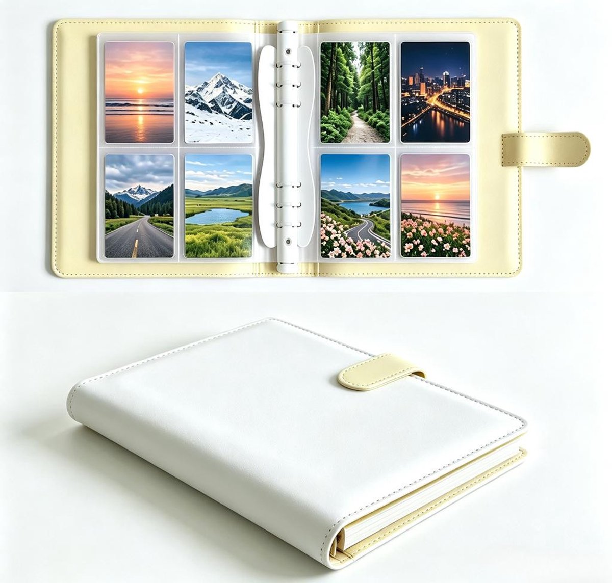 KZQ Fotoalbum - Kaartenalbum - Ansichtkaartenalbum - Vervangbare fotopagina's van PU-leer - Fototas van 7,6 x 10 cm - Geschikt voor thuis, op reis en als cadeau - Biedt plaats aan 160 foto's (7,6 x 10 cm)