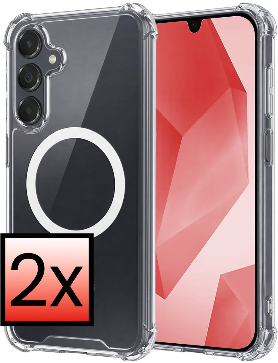 Hoesje - 2 Stuks - Geschikt voor Samsung Galaxy A16 - Magsafe Compatible - Sterk & Shockproof - Back Cover - Shock Proof Case - Telefoon Hoes - Transparant