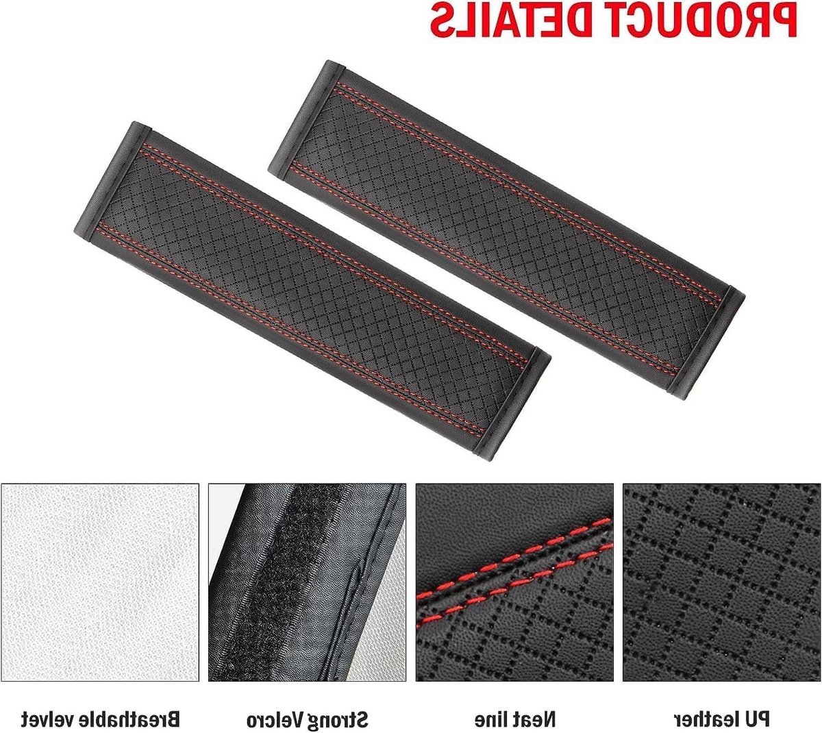 Autogordelhoes - Harnasbeschermer Riem - Comfortabel Rijden - Zacht Ademend Leer - 1 kg - Zwart