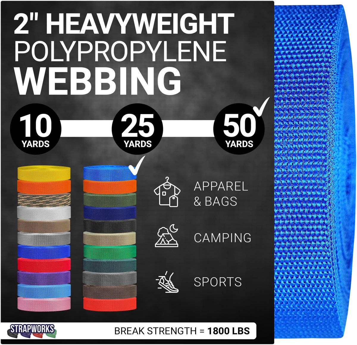 SnelShoppen - Zwaargewicht polypropyleen singels 5 inch x 50 meter - Heavy Duty Poly Omsnoering Pacific Blue voor doe-het-zelf reparatie, tuin, campin