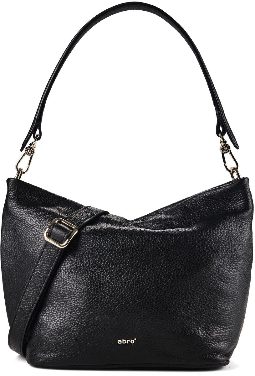 abro schoudertas Leather Agave Ebony Shoulder Bag Black / Gold zwart
