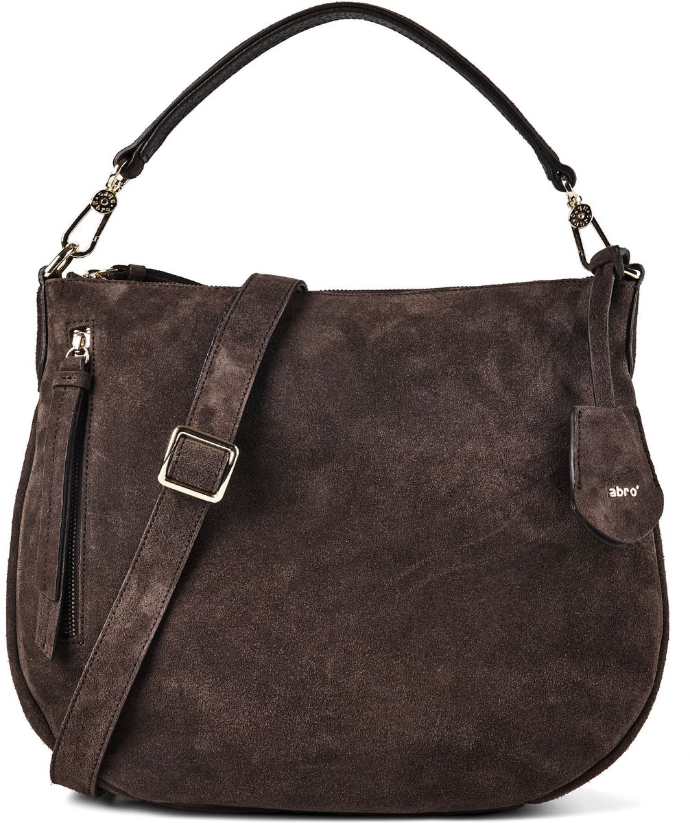 abro Juna Schoudertas Leder 34 cm - Dames - dark brown