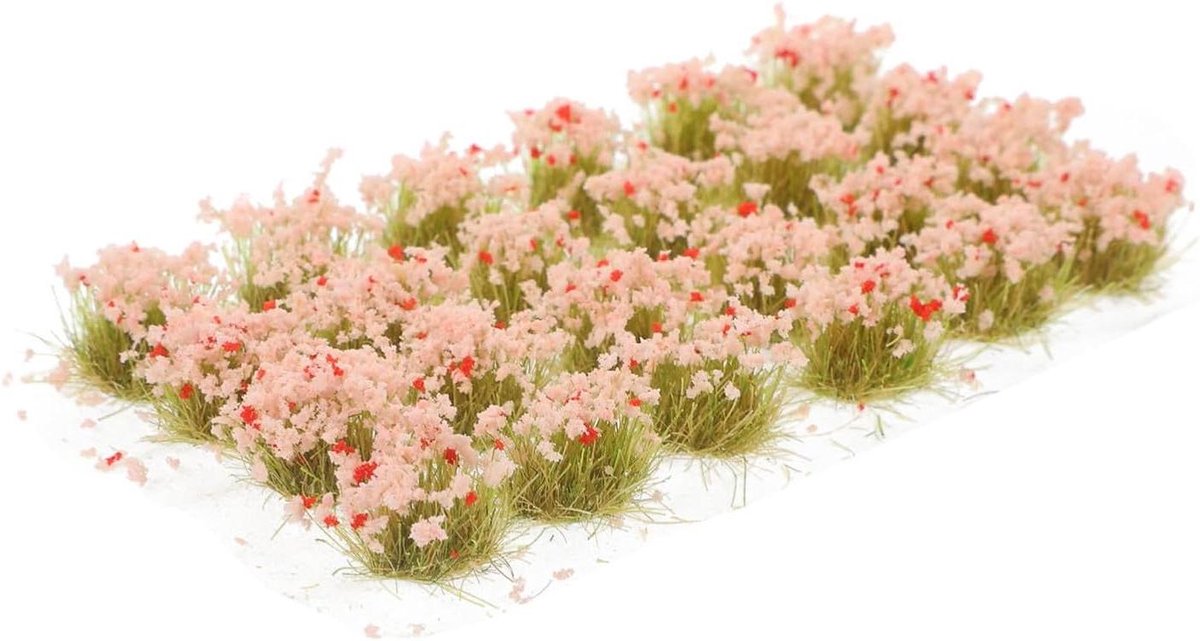 Gras Clusters - Kunstgras Miniatuur Gras - Landschap Modellering - Realistisch Uiterlijk - 11 x 5.5 x 1 cm - Roze