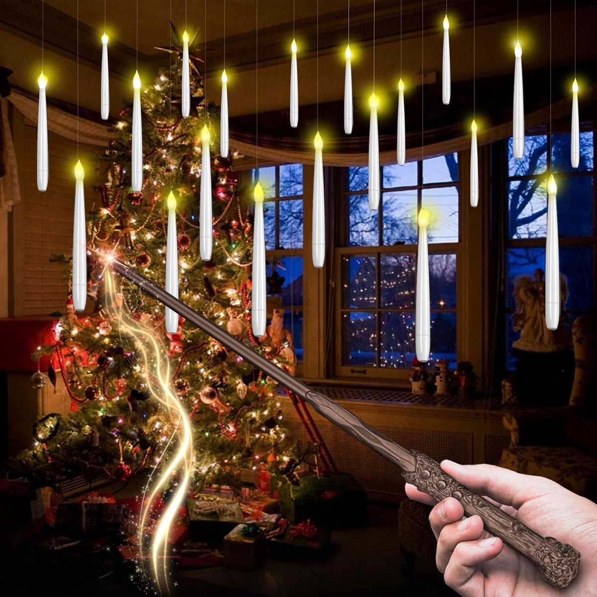 floating candles，drijvende kaarsen met toverstaf，led kaarsen, 20 stuks, drijvende ledkaarsen, vlamloze kaarsen op batterijen, voor Kerstmis, bruiloft, feest