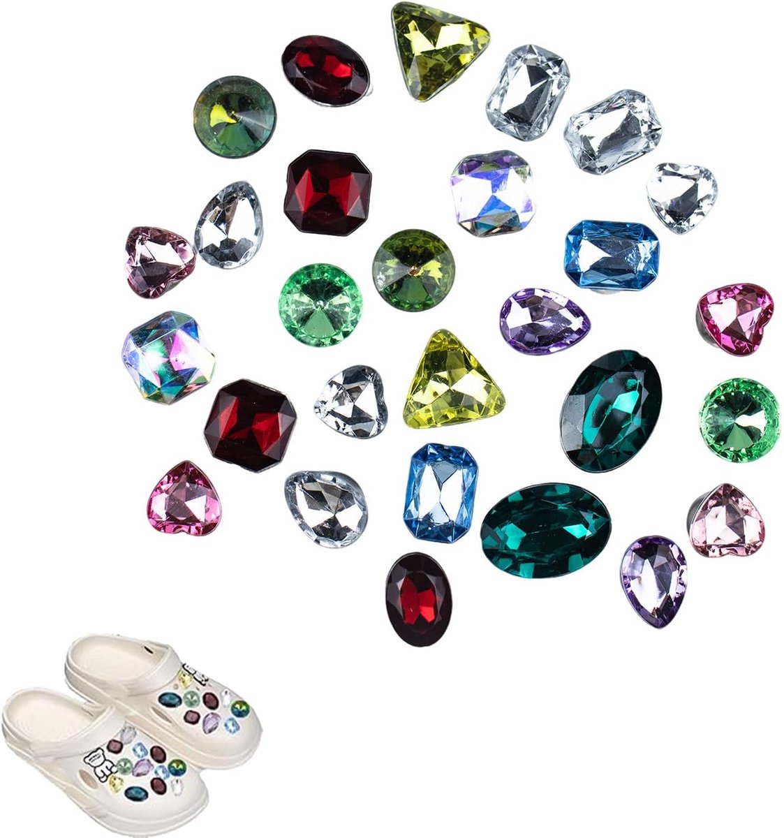 28 Stuks Crystal Diamond Schoenen Charms, Schoen Decoratie Charms, voor de Dagelijkse Decoratie Van Alle Soorten Schoenen Met Gaten